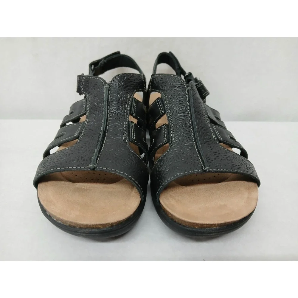 Clarks Women's April Belle Sandals Black‎ Leather 26177018 Women's Size 8M